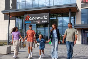 photo of a family outside cineworld in Rushden Lakes