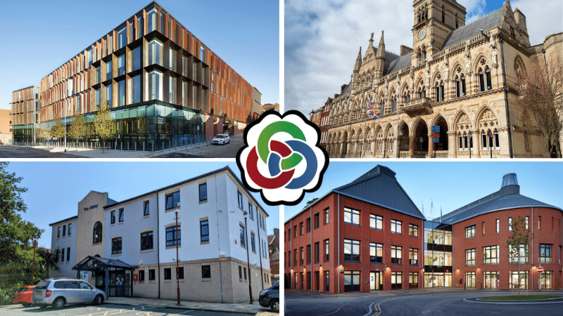 four images showing council buildings across west northamptonshire