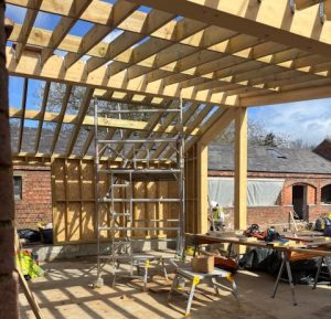 photo of building work of a roof