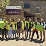 Moulton College students alongside Polly Greco (centre), Patrick Spooner (left) and Kev Garfield (right)